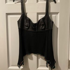 Sheri Bodell leather and silk tank top